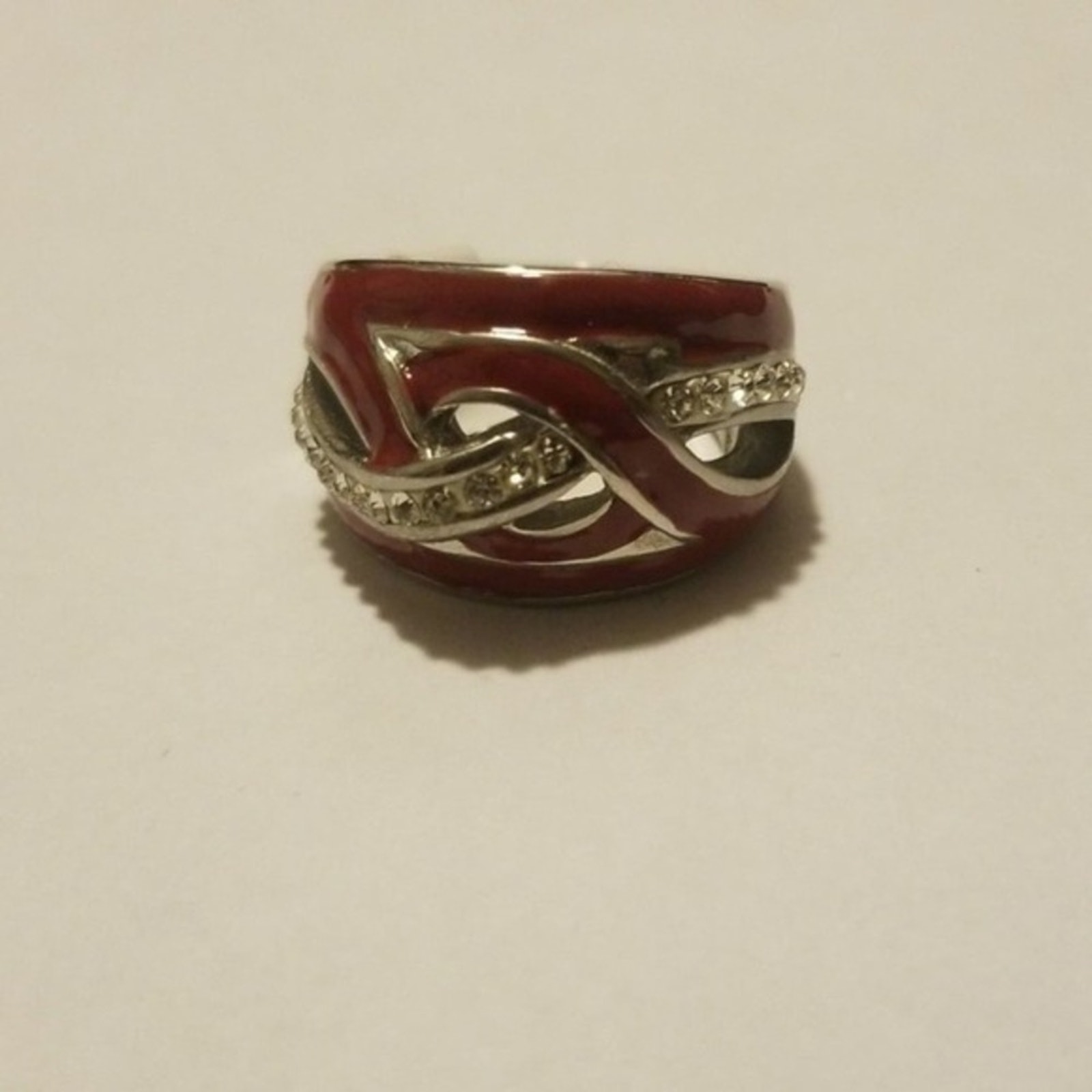 Stainless Steel Red Ring With Czs. Size 6